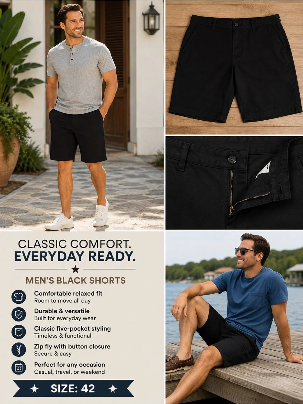 Izod Men's Flat-Front Shorts size 42